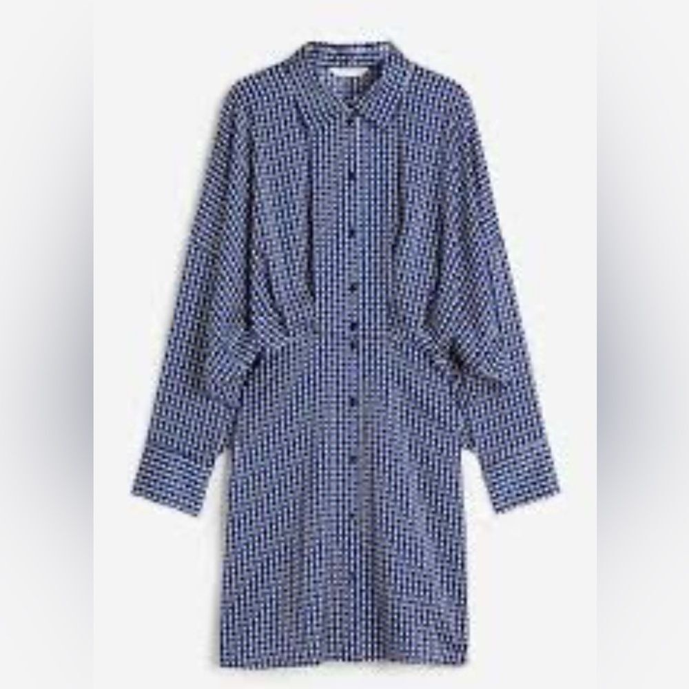 H&M Satin NWT womens geometric pattern shirt dress Size XL - Picture 4 of 13